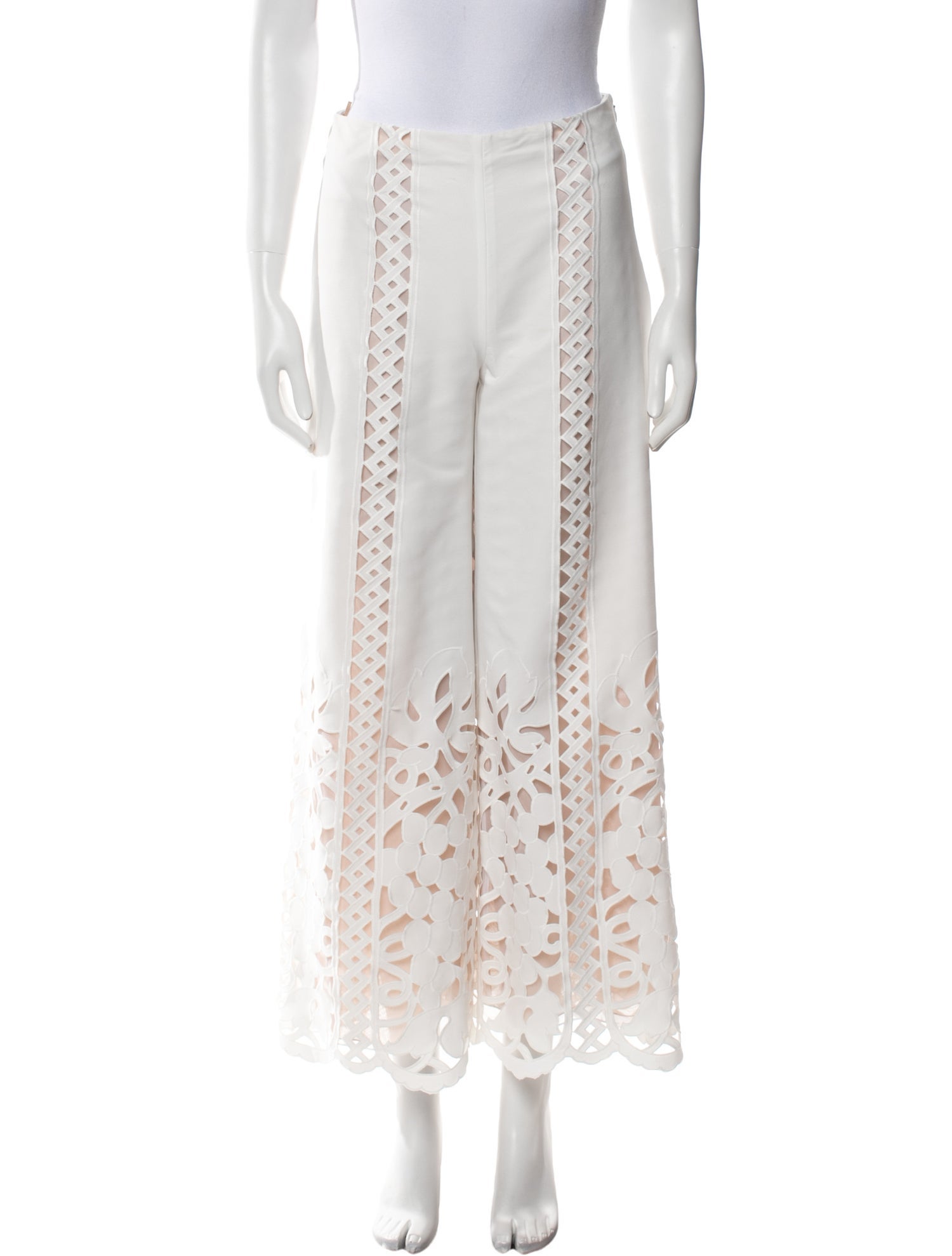 Oscar de la Renta Lace Pattern Wide Leg Pants