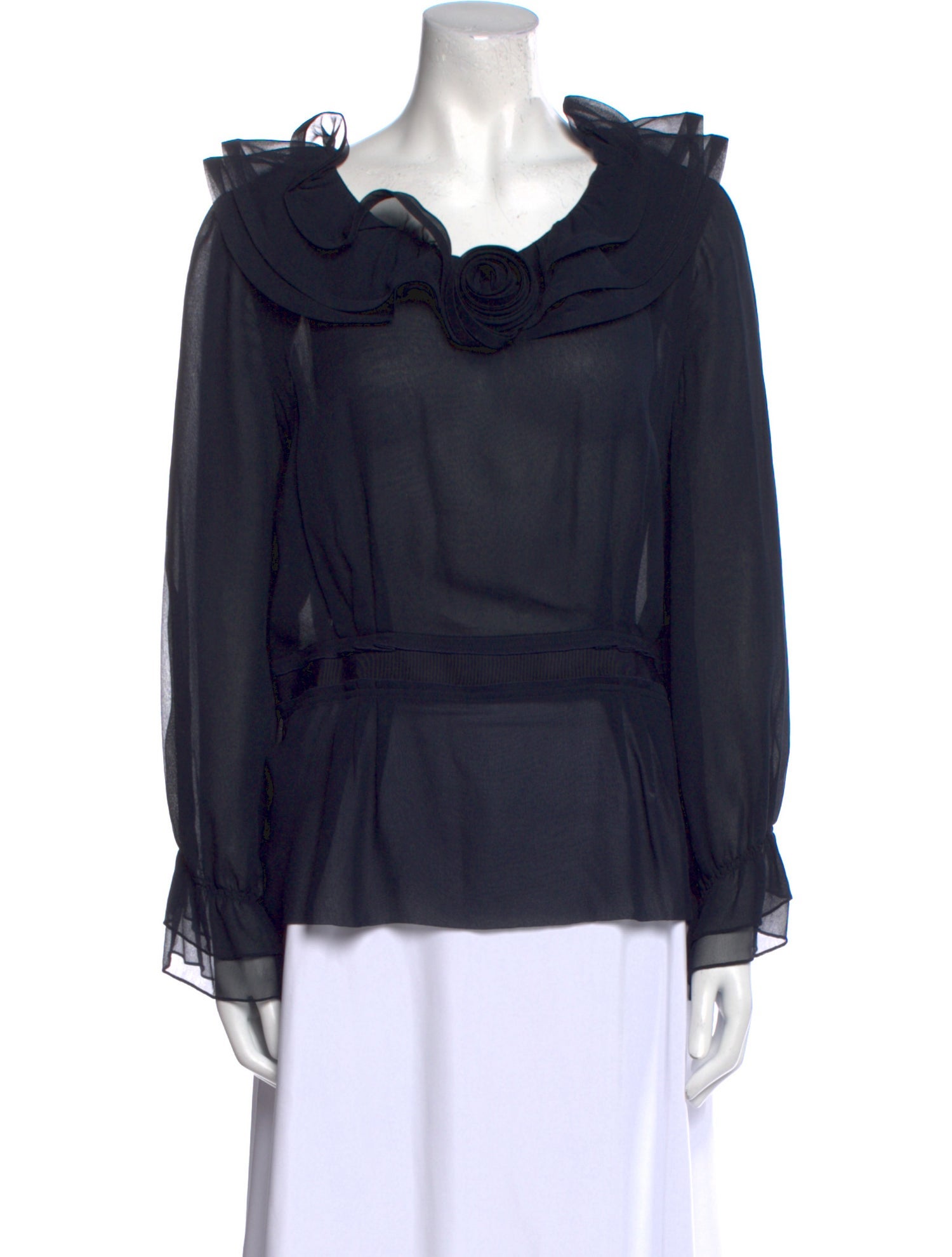 Oscar de la Renta Silk Cowl Neck Blouse