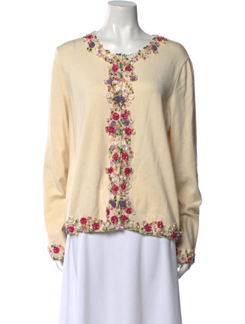 Oscar de la Renta Graphic Print Scoop Neck Sweater