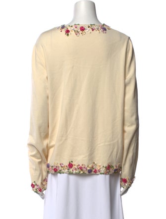 Oscar de la Renta Graphic Print Scoop Neck Sweater