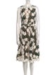 Oscar de la Renta Floral Print Midi Length Dress