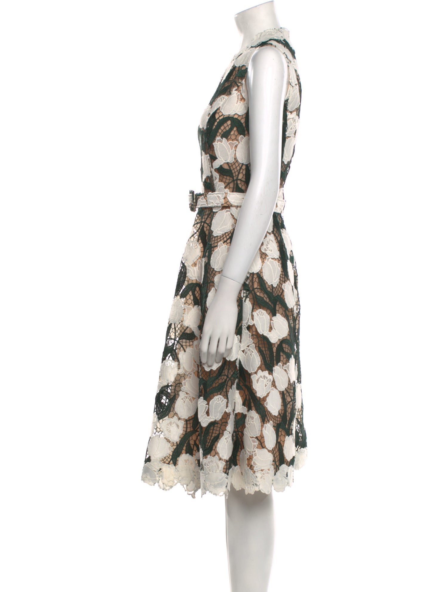 Oscar de la Renta Floral Print Midi Length Dress