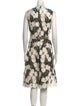 Oscar de la Renta Floral Print Midi Length Dress