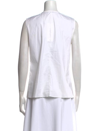 Oscar de la Renta Crew Neck Sleeveless Button-Up Top