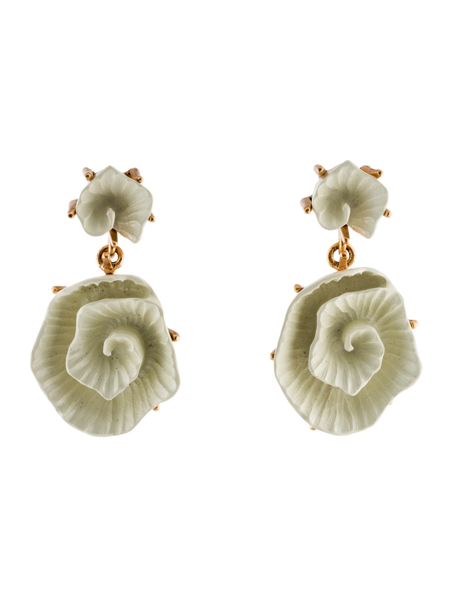 Oscar de la Renta Resin Flower Drop Clip-On Earrings