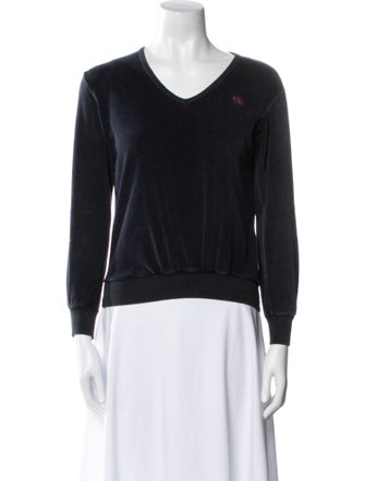 Oscar de la Renta V-Neck Long Sleeve Sweatshirt