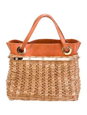 Oscar de la Renta Straw Top Handle Bag