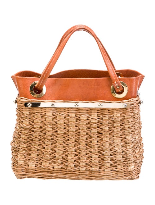 Oscar de la Renta Straw Top Handle Bag