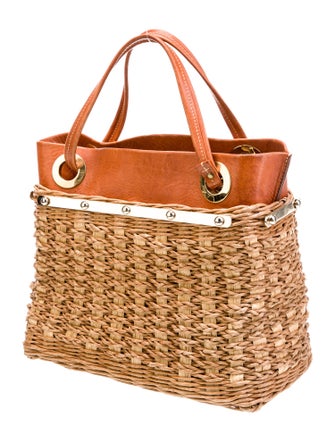 Oscar de la Renta Straw Top Handle Bag