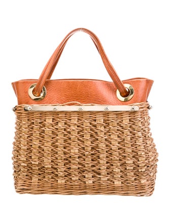 Oscar de la Renta Straw Top Handle Bag