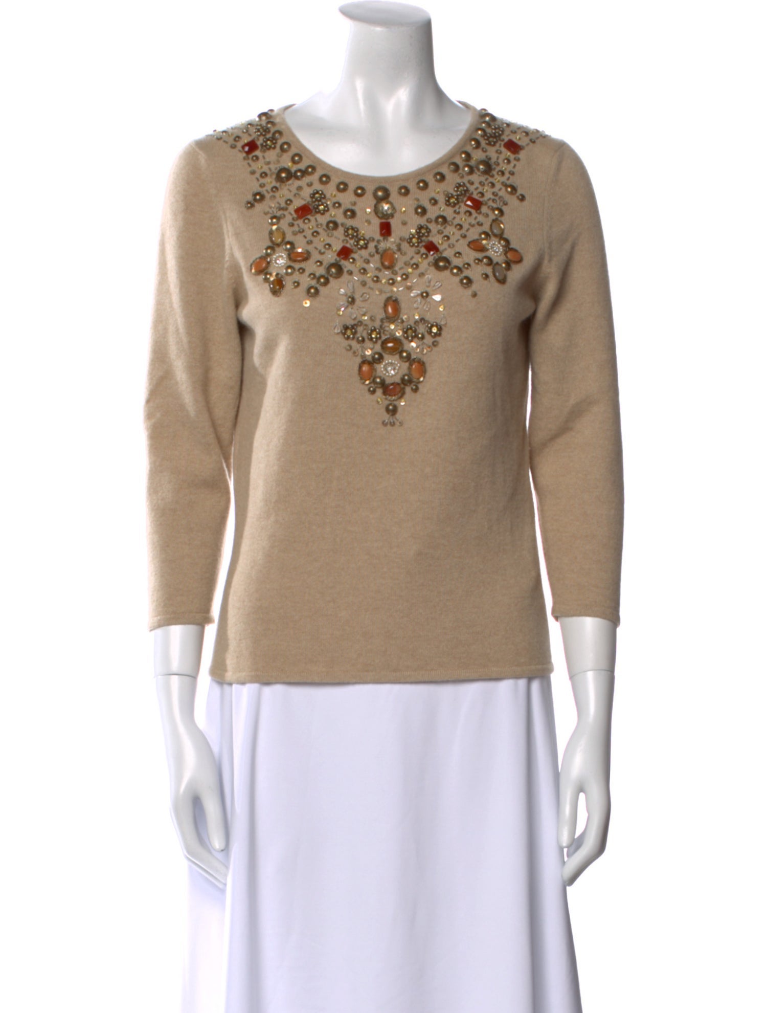 Oscar de la Renta Cashmere Scoop Neck Top