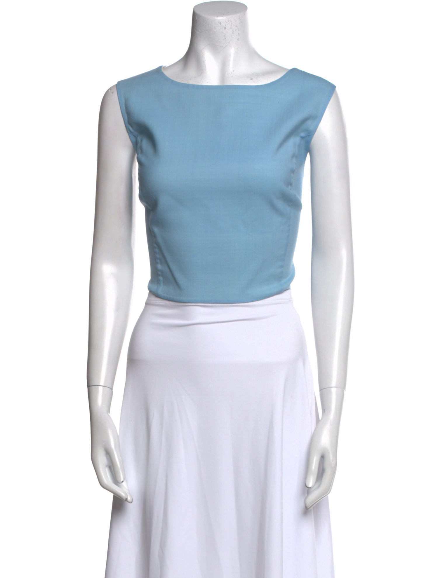 Oscar de la Renta Cashmere Bateau Neckline Crop Top