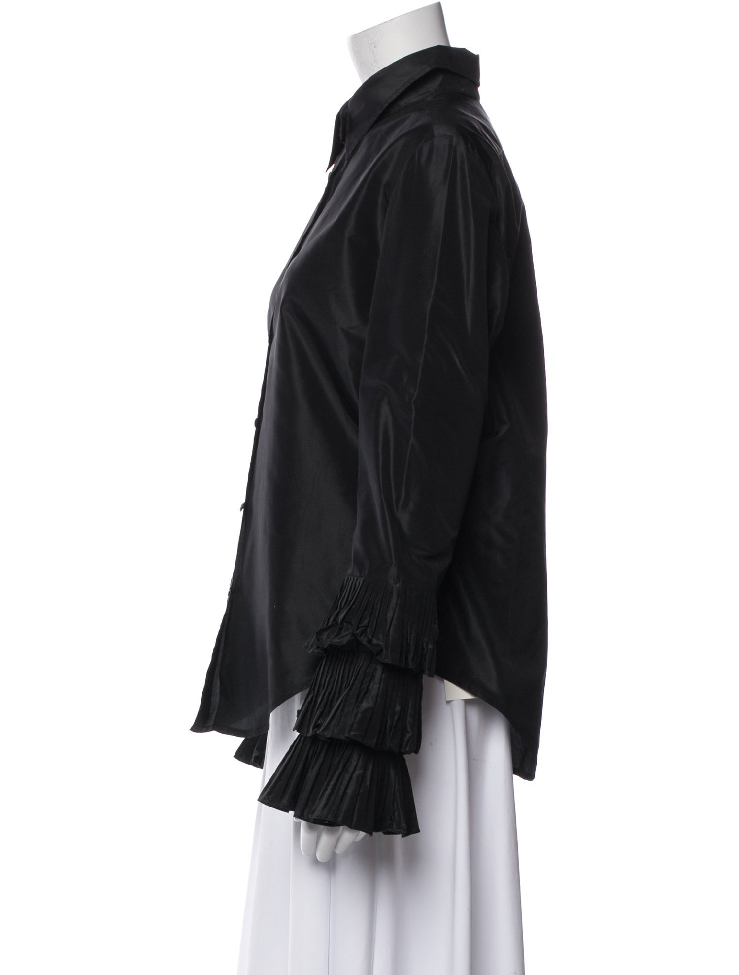 Oscar de la Renta Long Sleeve Button-Up Top