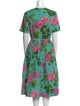Oscar de la Renta Floral Print Midi Length Dress