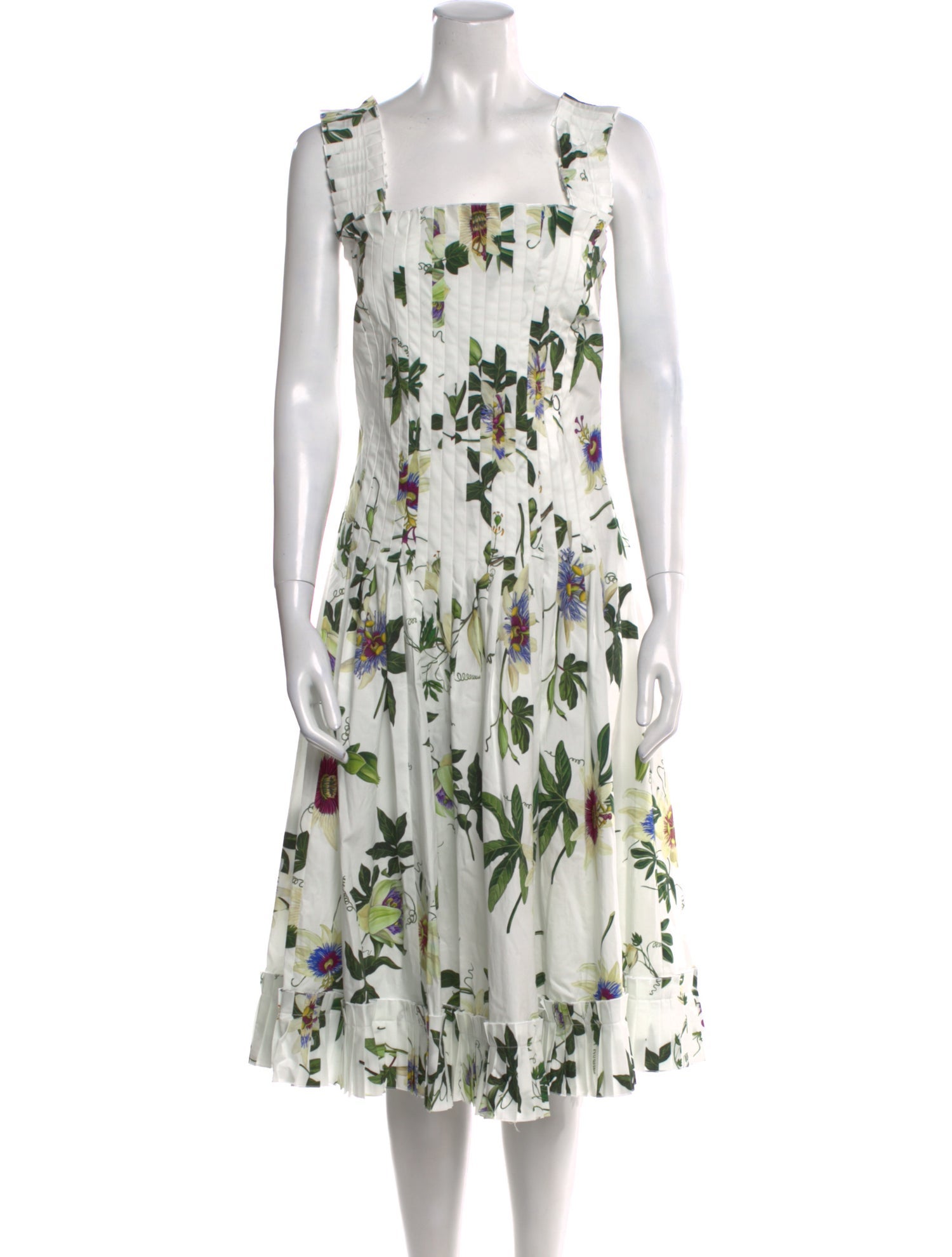 Oscar de la Renta Floral Print Midi Length Dress