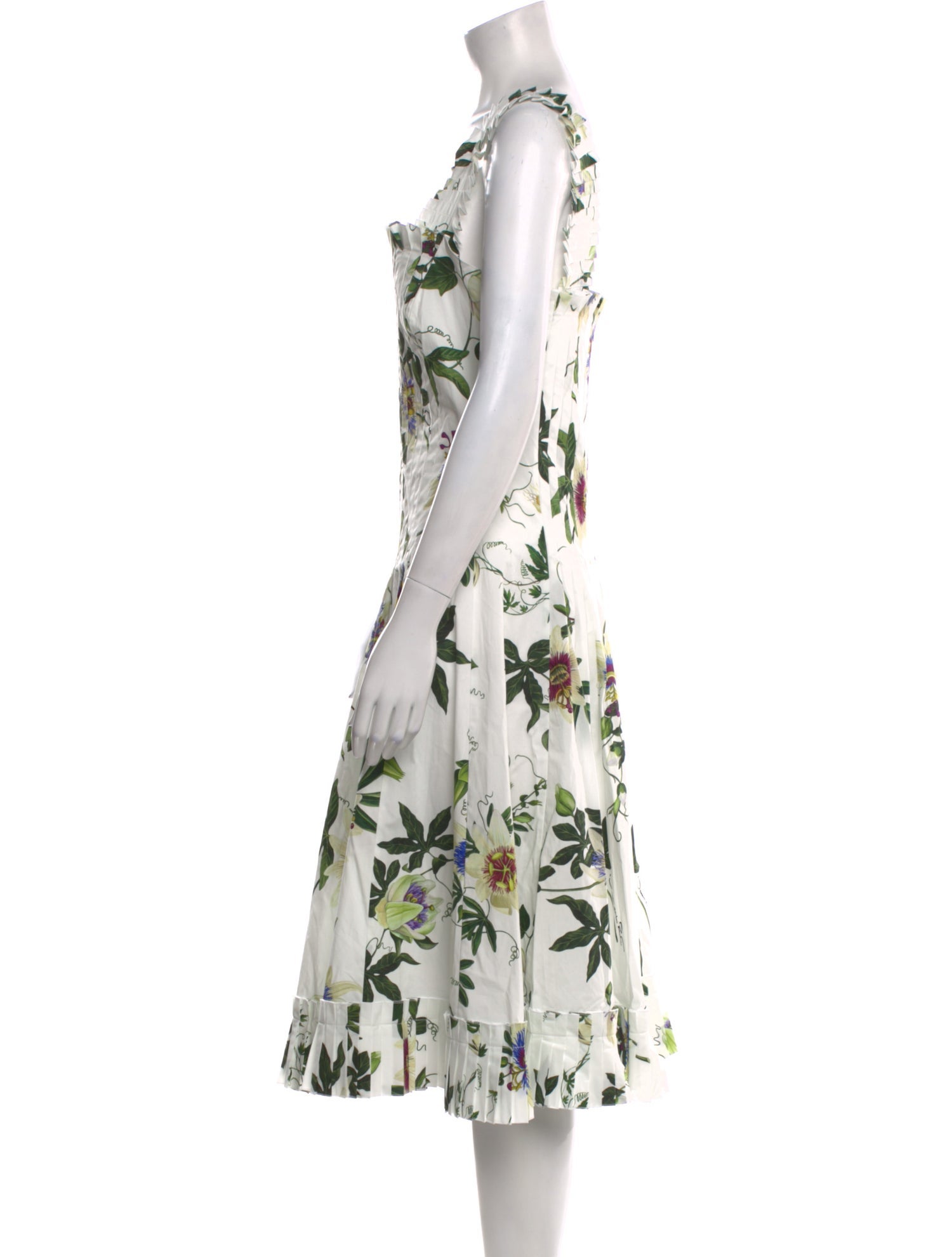 Oscar de la Renta Floral Print Midi Length Dress