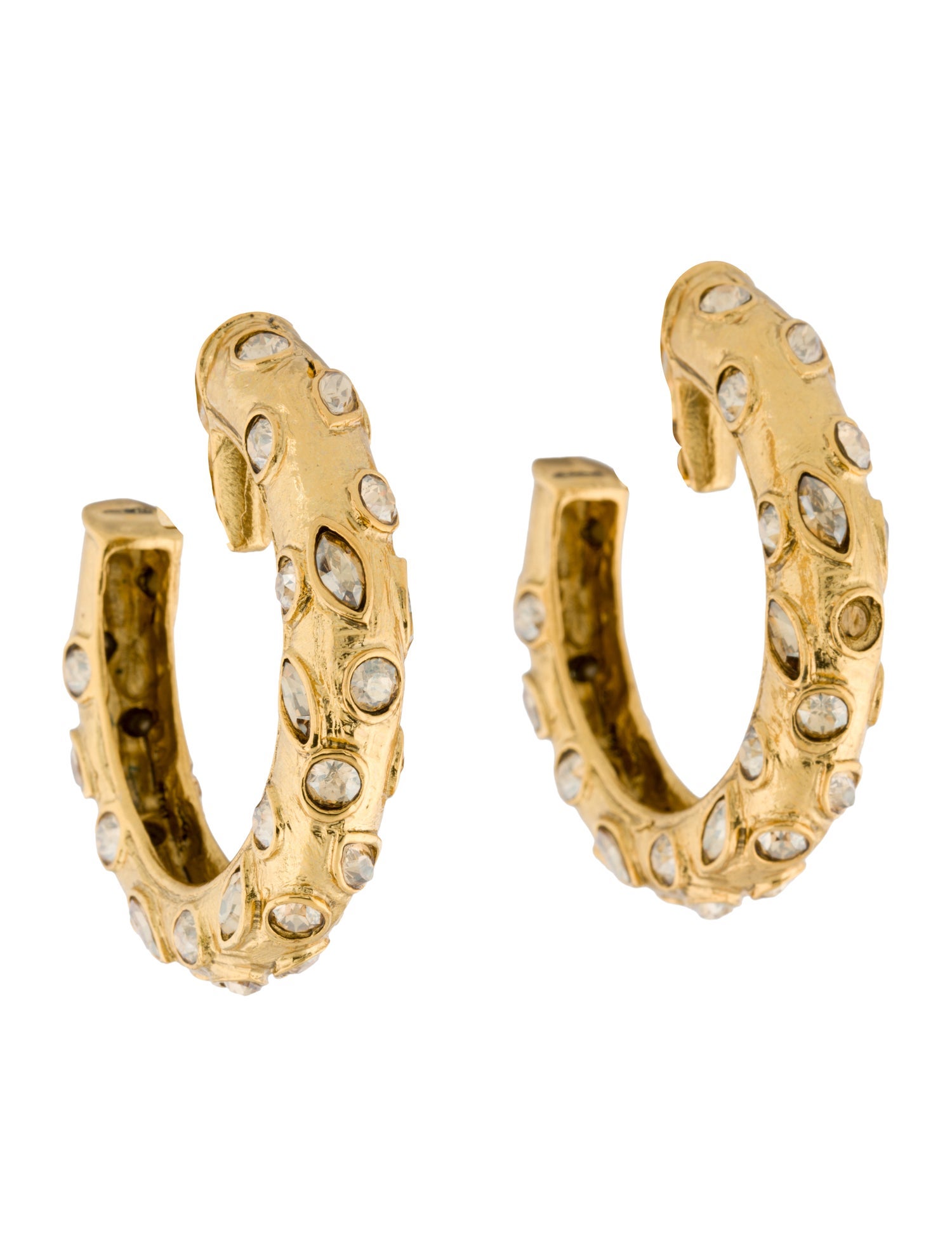 Oscar de la Renta Crystal Hoop Clip-On Earrings