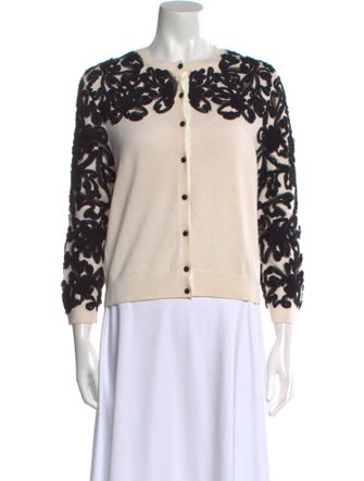 Oscar de la Renta Virgin Wool Printed Sweater
