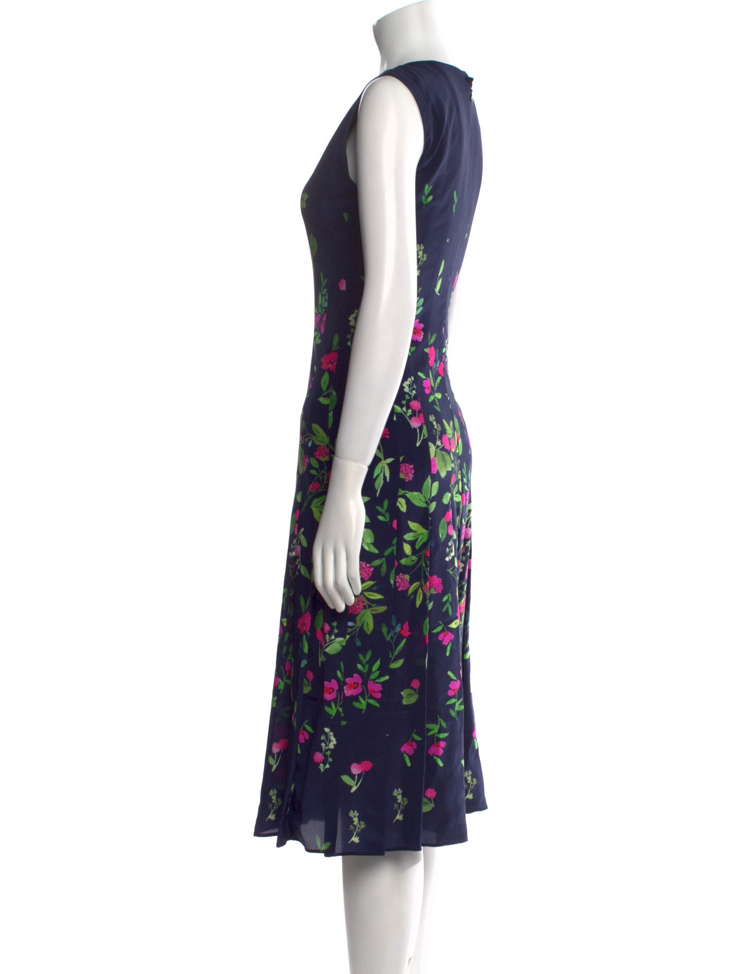Oscar de la Renta Floral Print Midi Length Dress