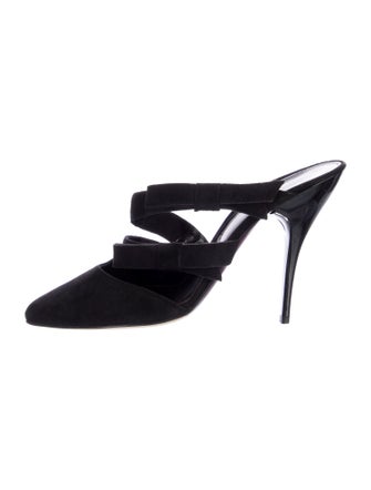 Oscar de la Renta Suede Bow Accents Slides