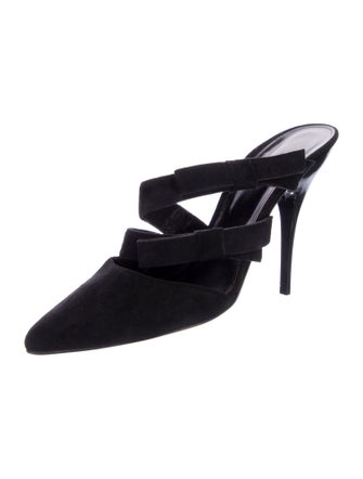 Oscar de la Renta Suede Bow Accents Slides