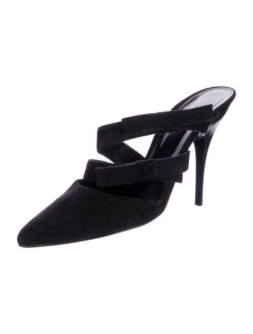 Oscar de la Renta Suede Bow Accents Slides