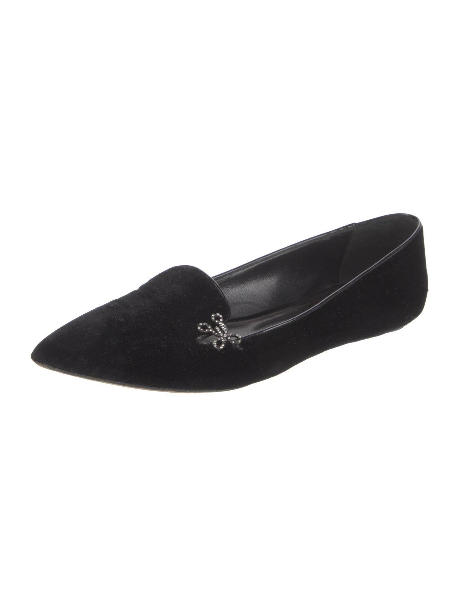 Oscar de la Renta Velvet Crystal Embellishments Loafers