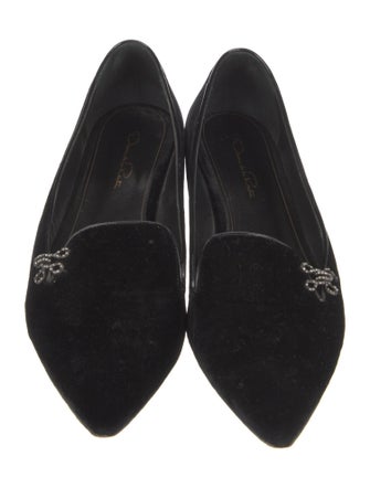Oscar de la Renta Velvet Crystal Embellishments Loafers