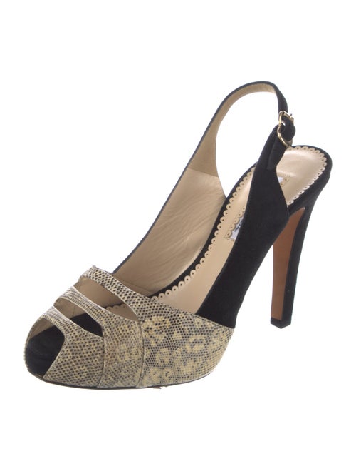 Oscar de la Renta Suede Printed Slingback Pumps
