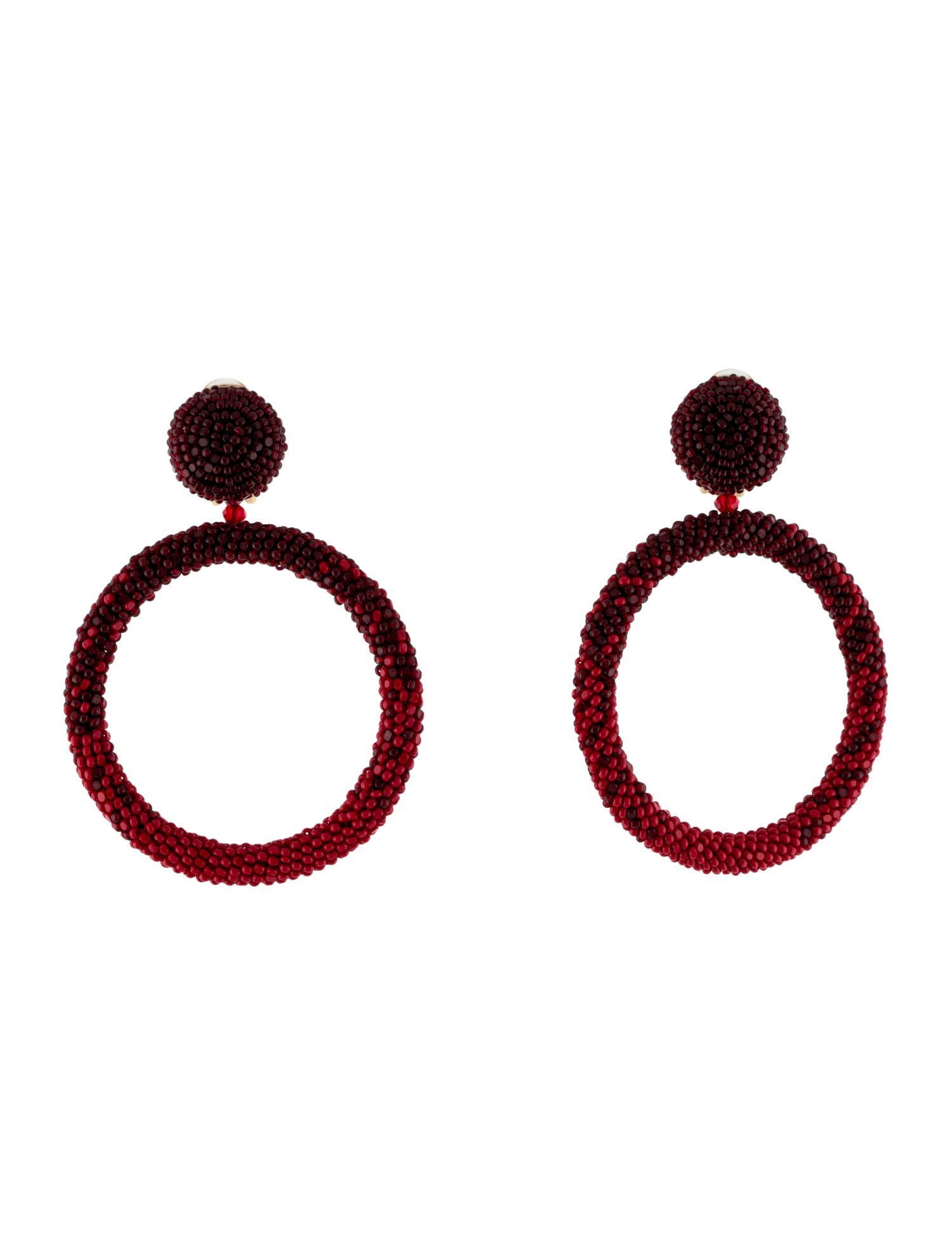 Oscar de la Renta Bead Hoop Clip-On Drop Earrings
