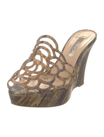 Oscar de la Renta Floral Print Lasercut Accents Slides