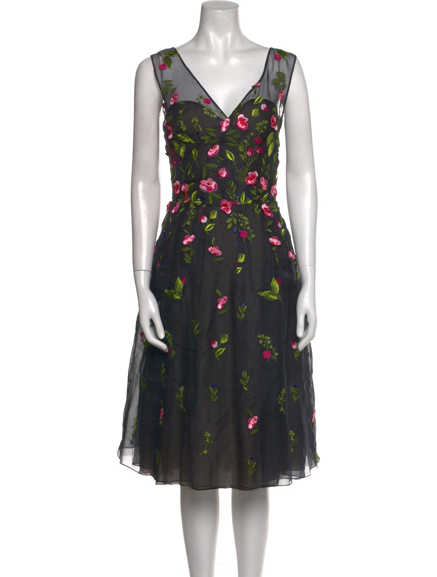 Oscar de la Renta Silk Midi Length Dress