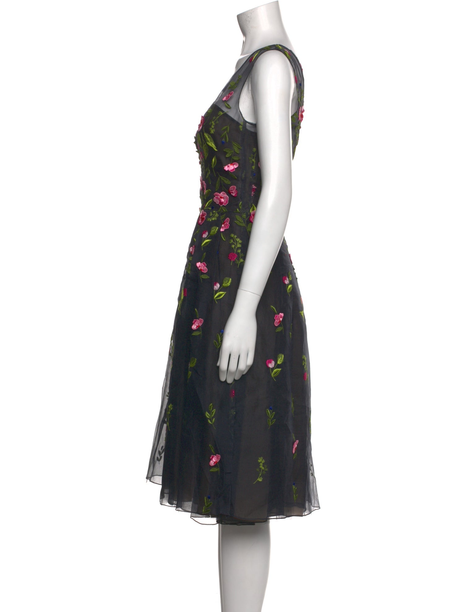 Oscar de la Renta Silk Midi Length Dress