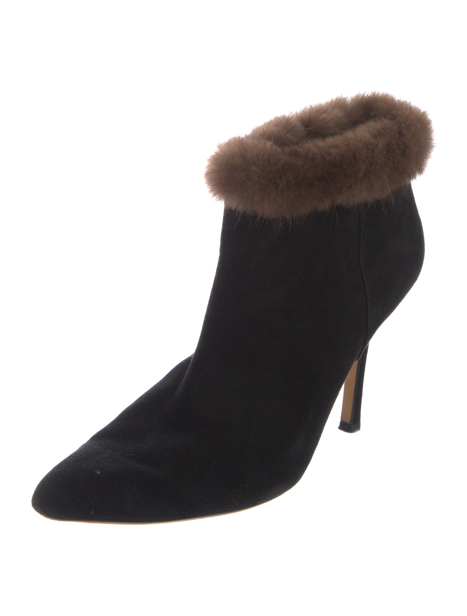 Oscar de la Renta Suede Fur Trim Boots