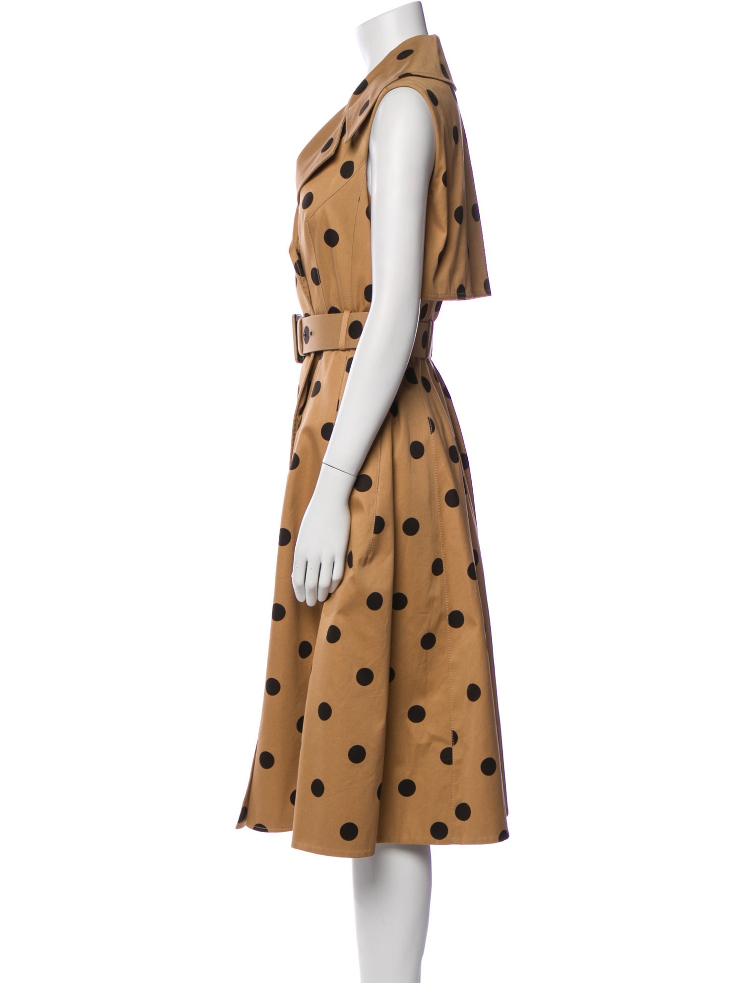Oscar de la Renta Polka Dot Print Midi Length Dress