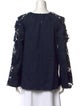 Oscar de la Renta Crew Neck Long Sleeve Blouse