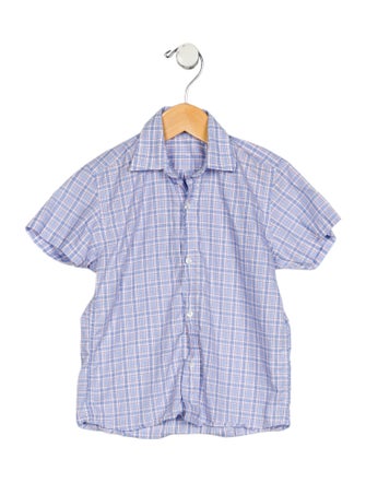 Oscar de la Renta Toddler Boys' Patterned Short Sleeve Button Up