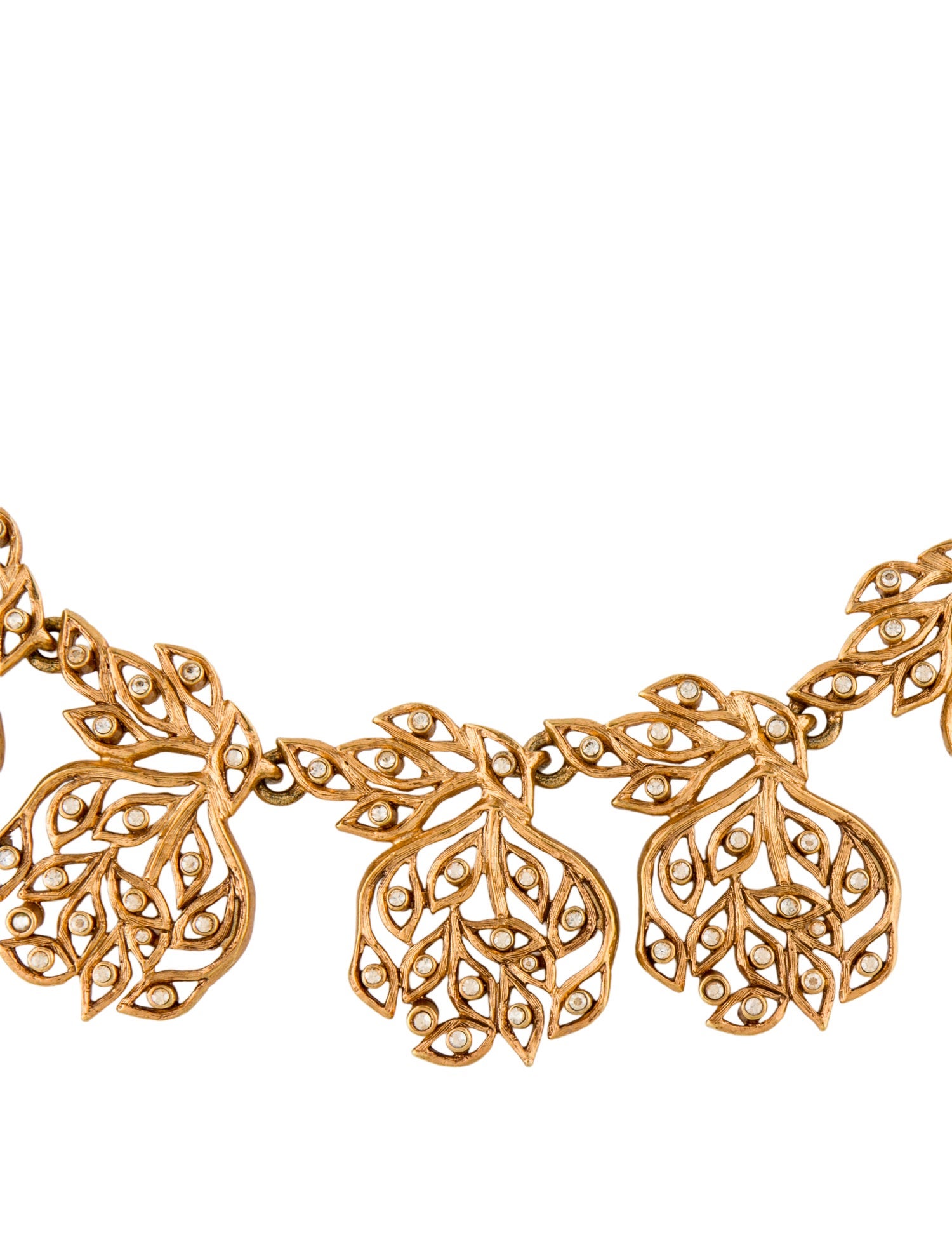 Oscar de la Renta Crystal Textured Link Collar Necklace