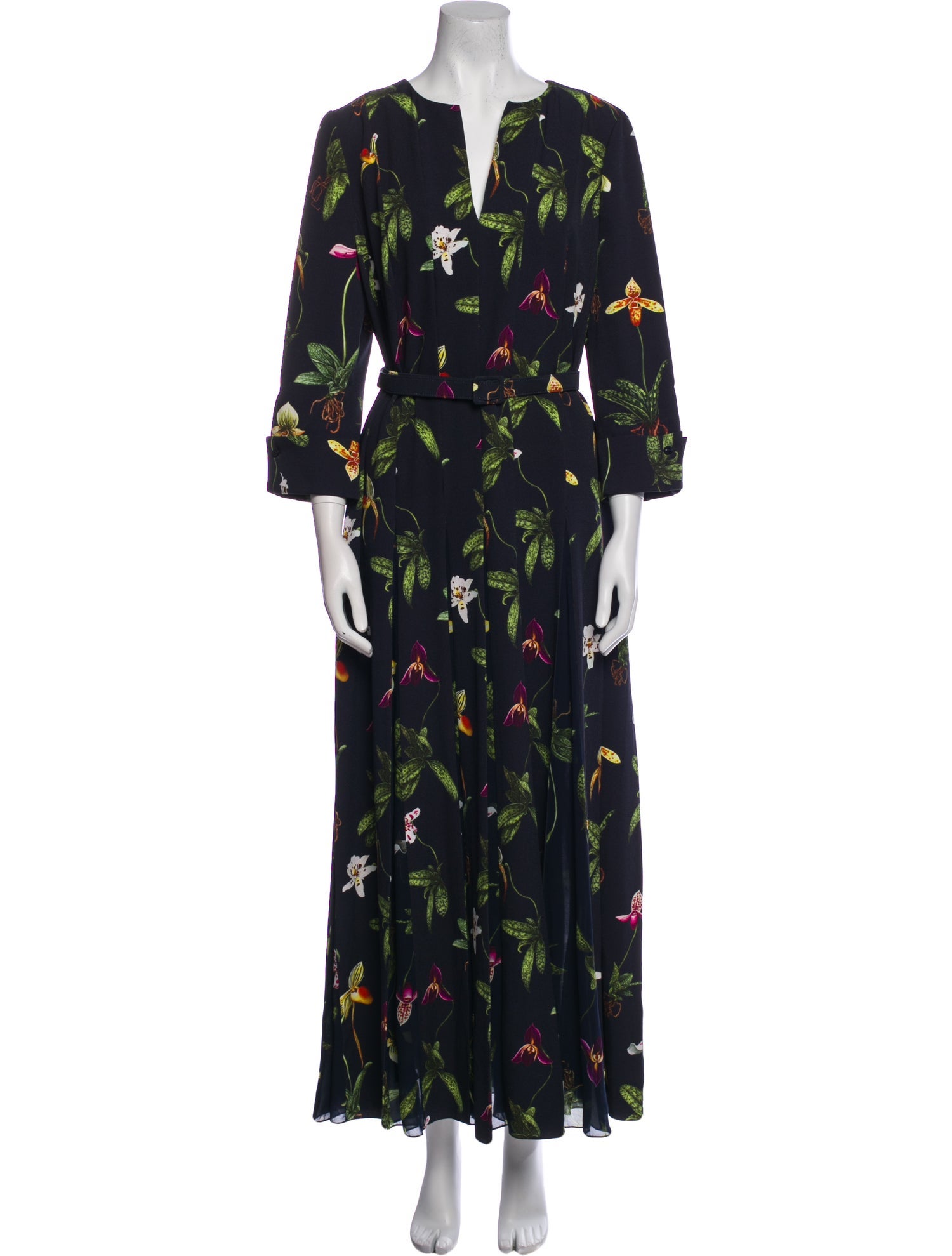 Oscar de la Renta Floral Print Long Dress