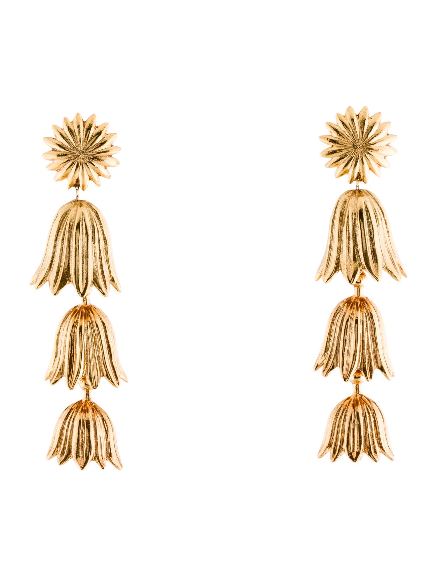 Oscar de la Renta Tiered Flower Clip-On Earrings
