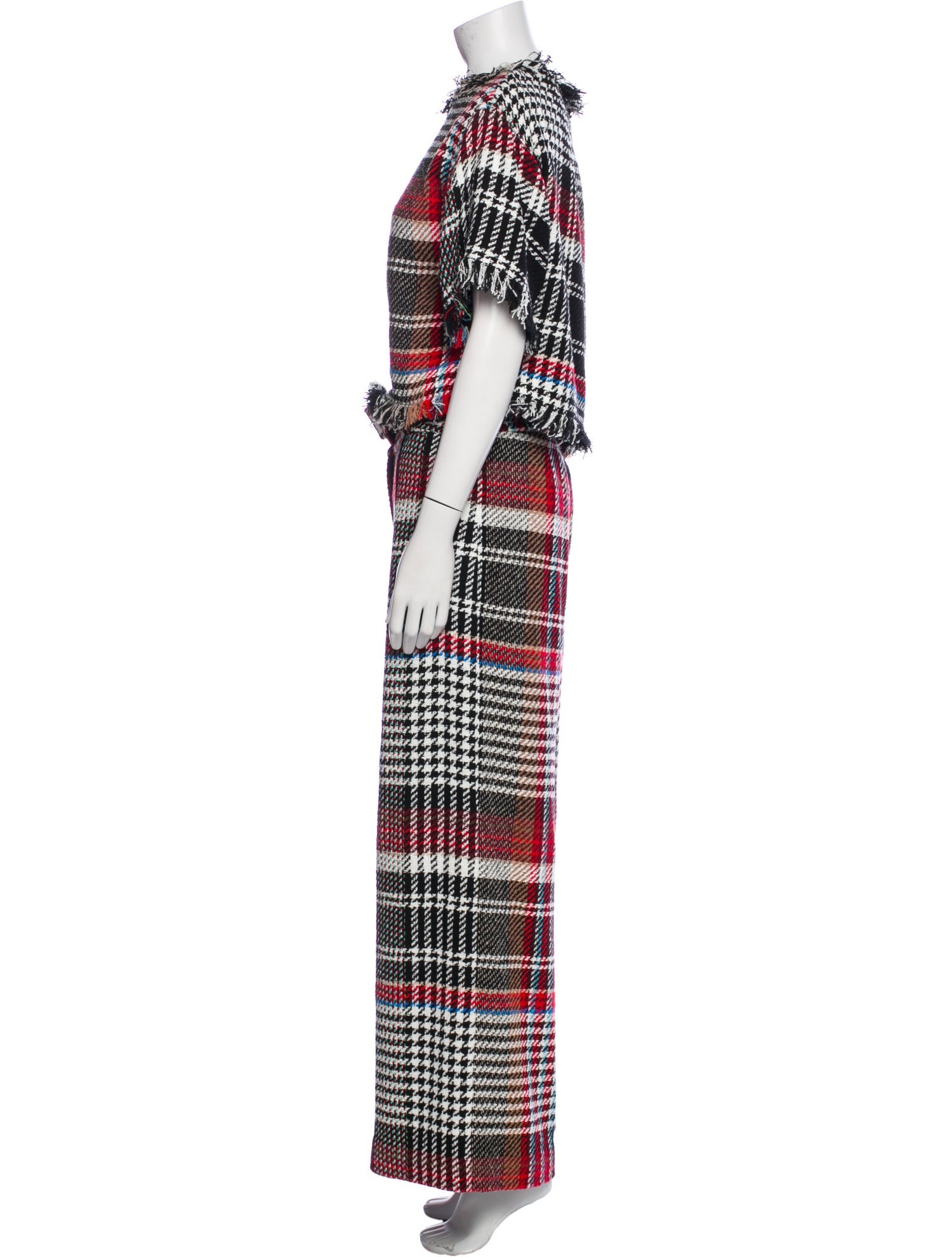 Oscar de la Renta Tweed Plaid Print Pant Set