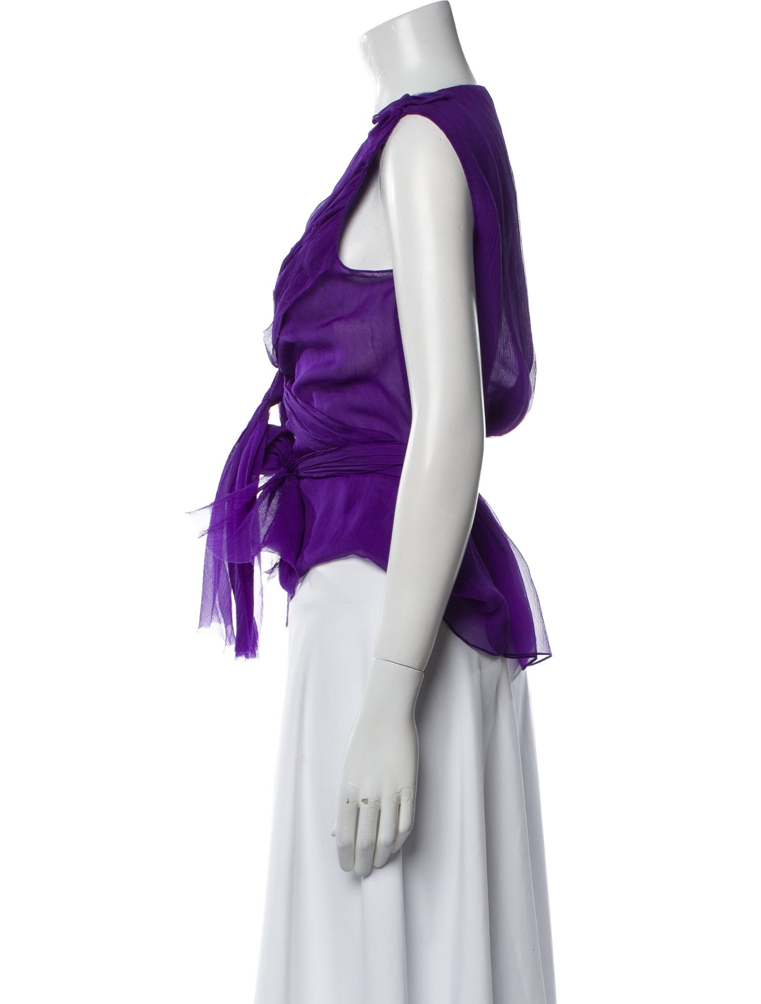 Oscar de la Renta Silk V-Neck Crop Top w/ Tags