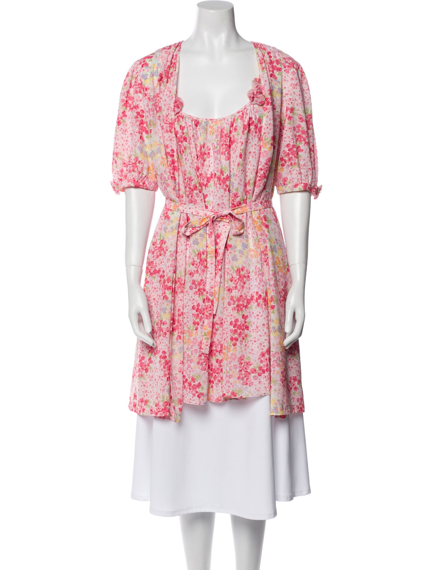 Oscar de la Renta Printed Embroidered Accent Nightgown