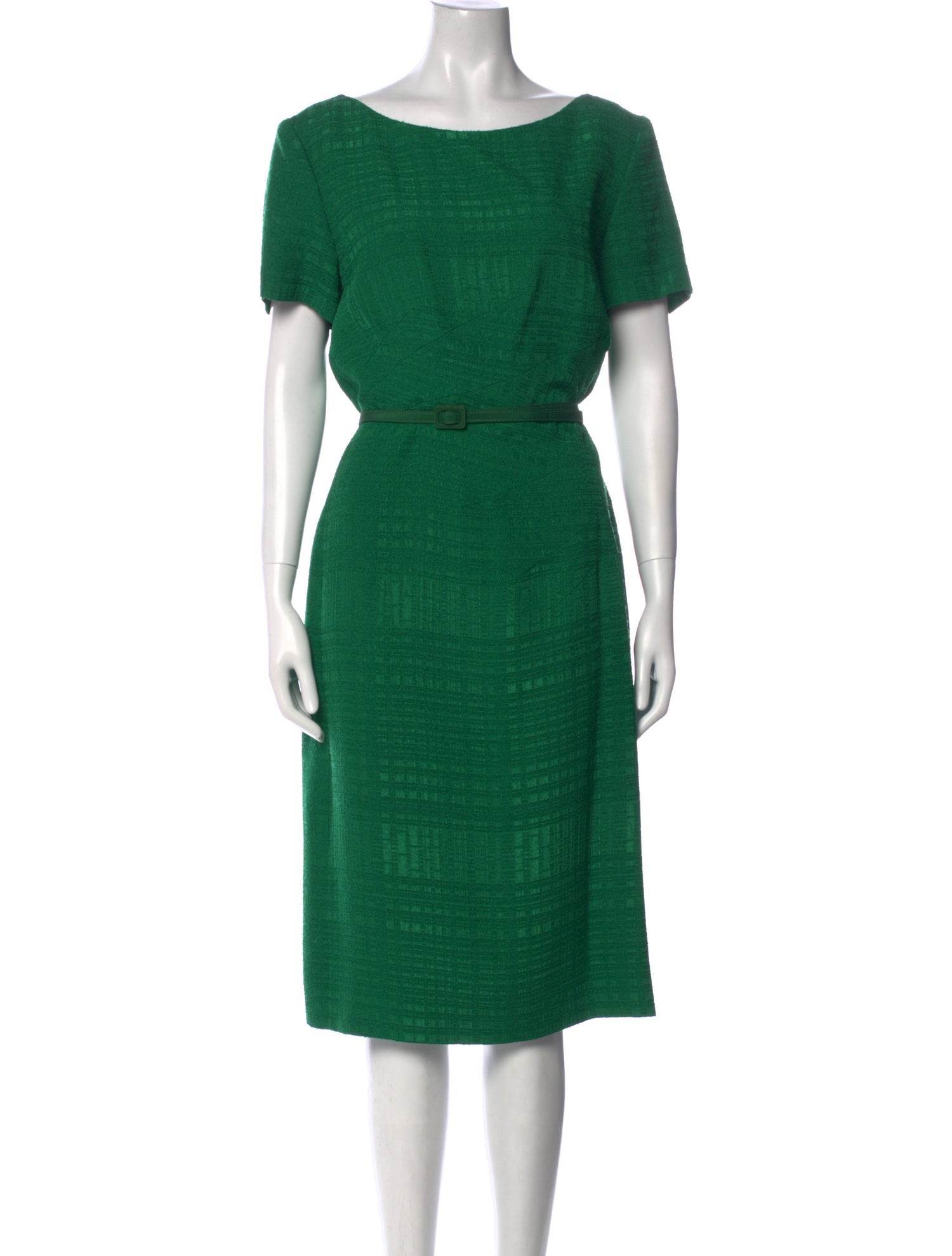 Oscar de la Renta Bateau Neckline Midi Length Dress