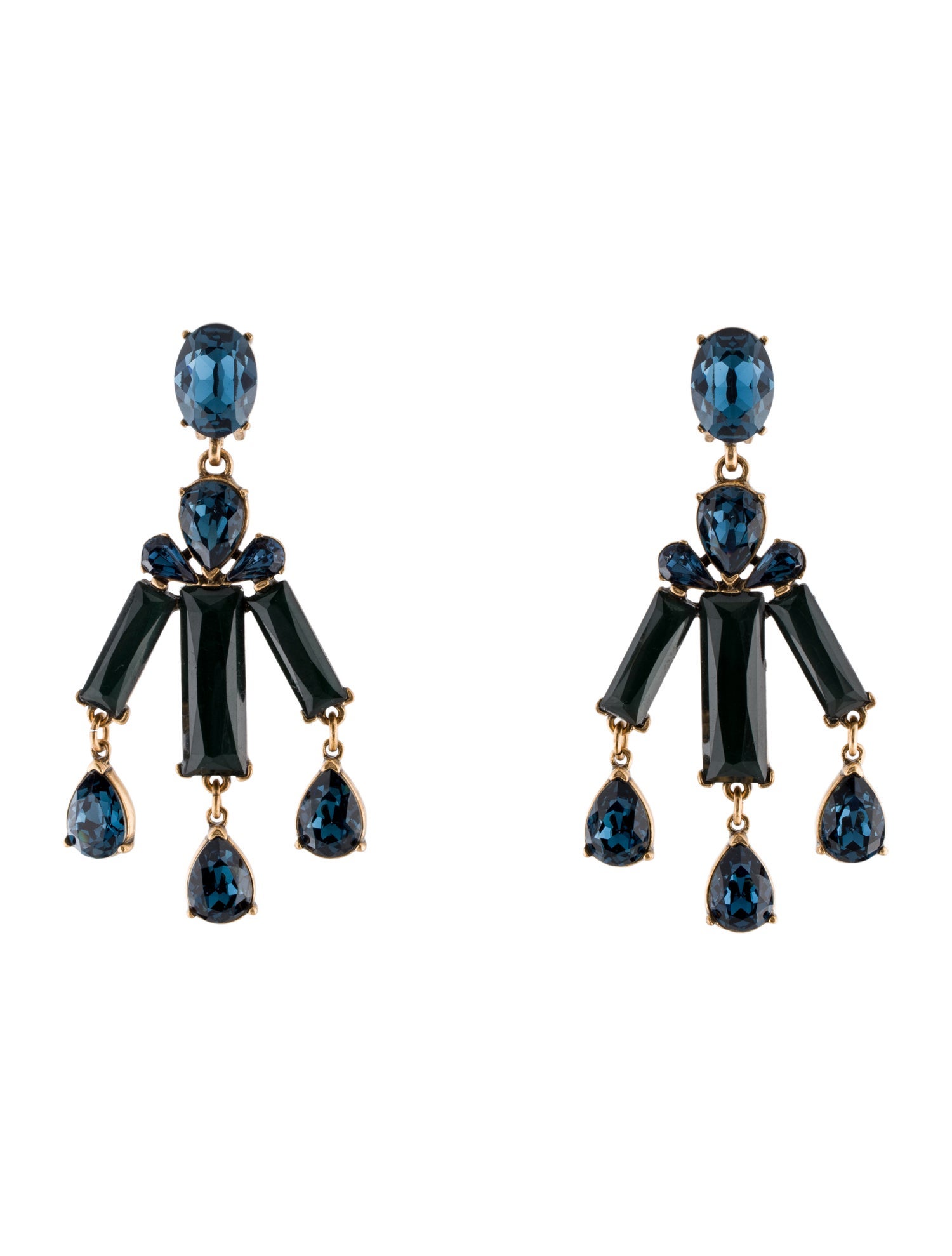 Oscar de la Renta Crystal Chandelier Clip On Earrings
