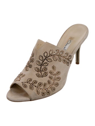 Oscar de la Renta Suede Patterned Slides