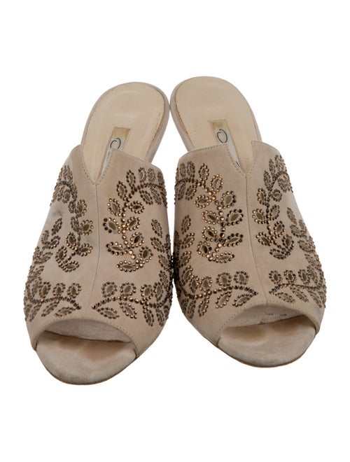 Oscar de la Renta Suede Patterned Slides