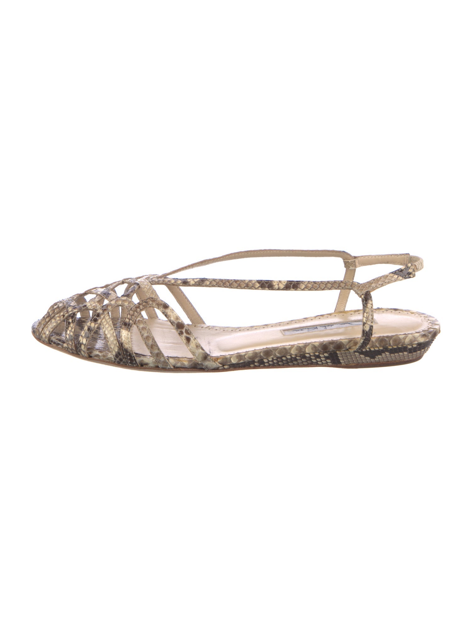Oscar de la Renta Embossed Leather Animal Print Slingback Flats