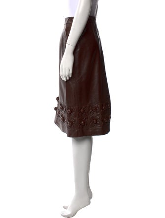 Oscar de la Renta Leather Knee-Length Skirt