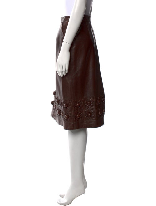 Oscar de la Renta Leather Knee-Length Skirt